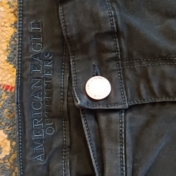 AEO Black Skinny Moto Style Ankle Jeggings W/ Ankle Zippers, Size 14 - Picture 8 of 13